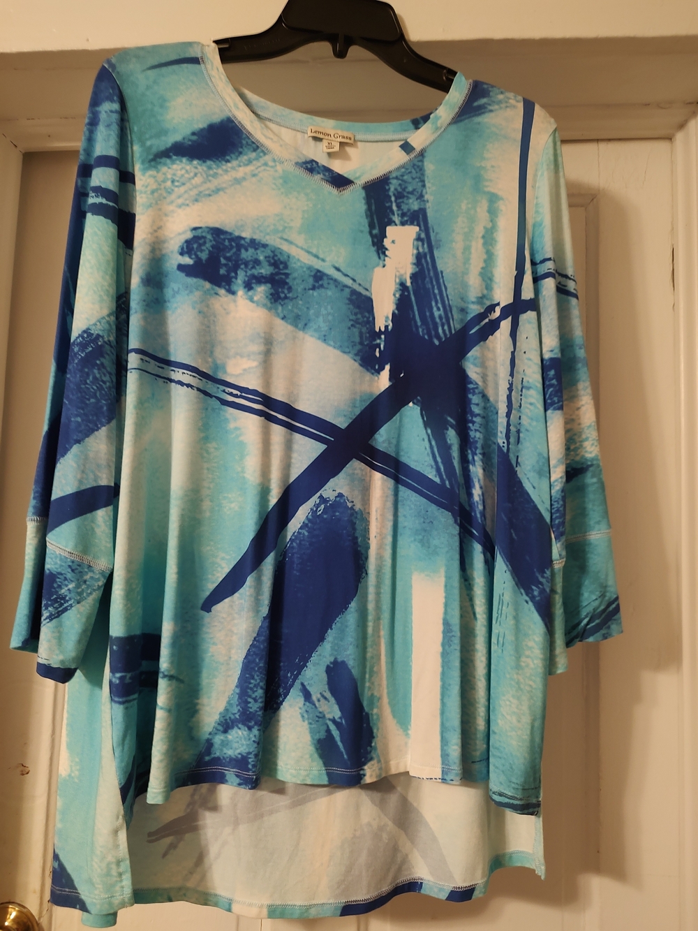 Lauren Craig Blue Brushstroke V-Neck Tunic